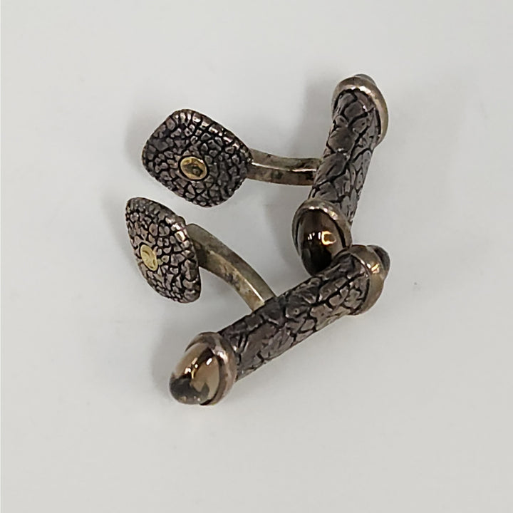 David Yurman 925 Sterling Silver 18k Gold 750 Cabochon Iolite Cufflinks