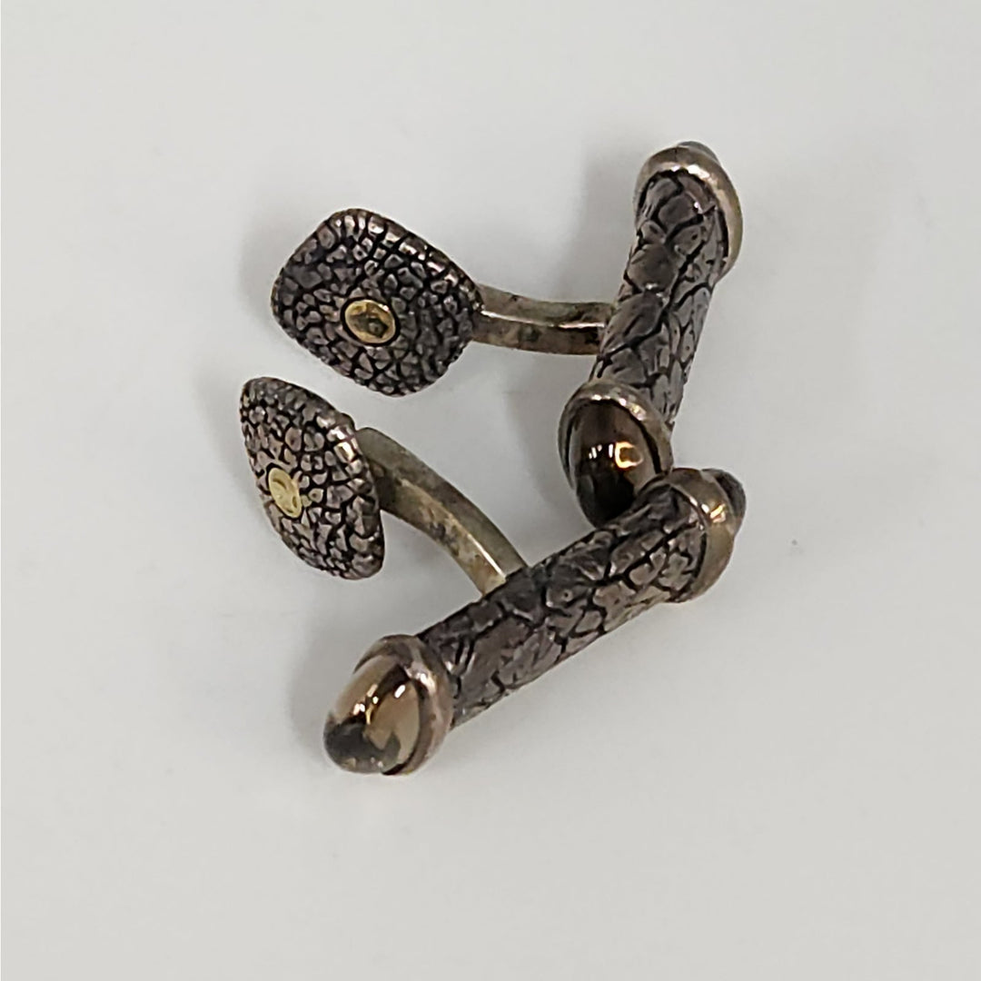 David Yurman 925 Sterling Silver 18k Gold 750 Cabochon Iolite Cufflinks