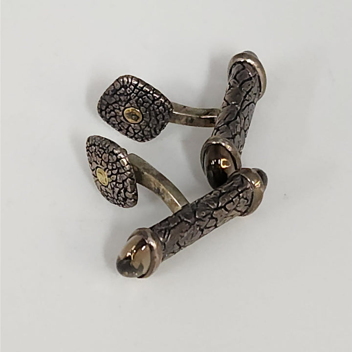 David Yurman 925 Sterling Silver 18k Gold 750 Cabochon Iolite Cufflinks