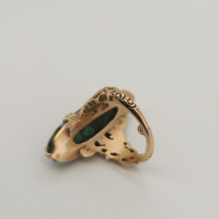 14k Yellow Gold Natural Turquoise Ring Size 4.75