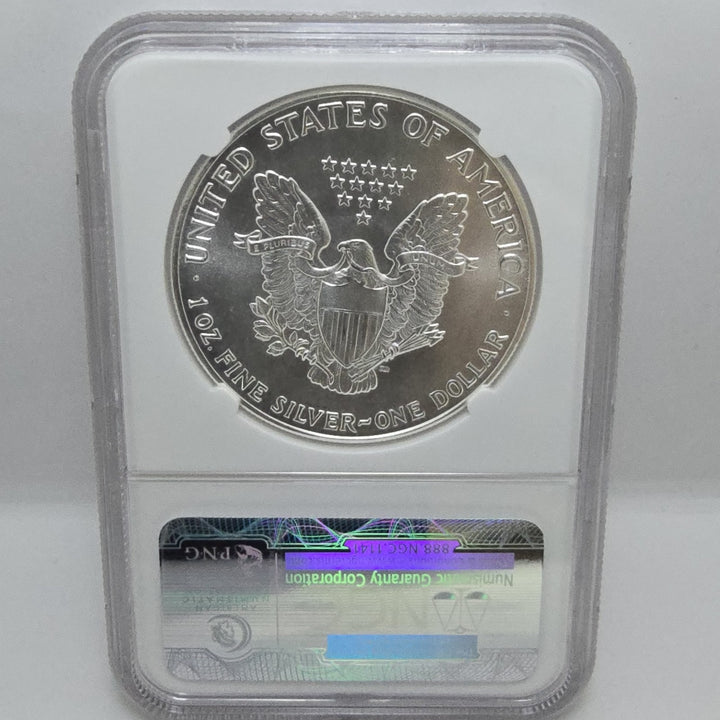 1986 American Silver Eagle, 1 Oz Fine .999 Silver USA Uncirculated $1 NGC MS69