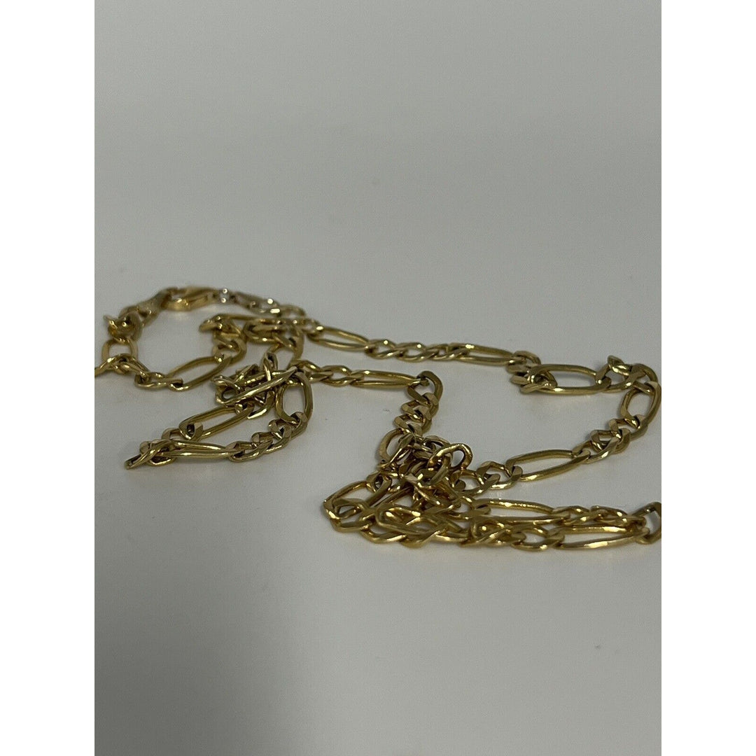 14k Gold Heavy Figaro Chain Necklace, 22in , 19.6g