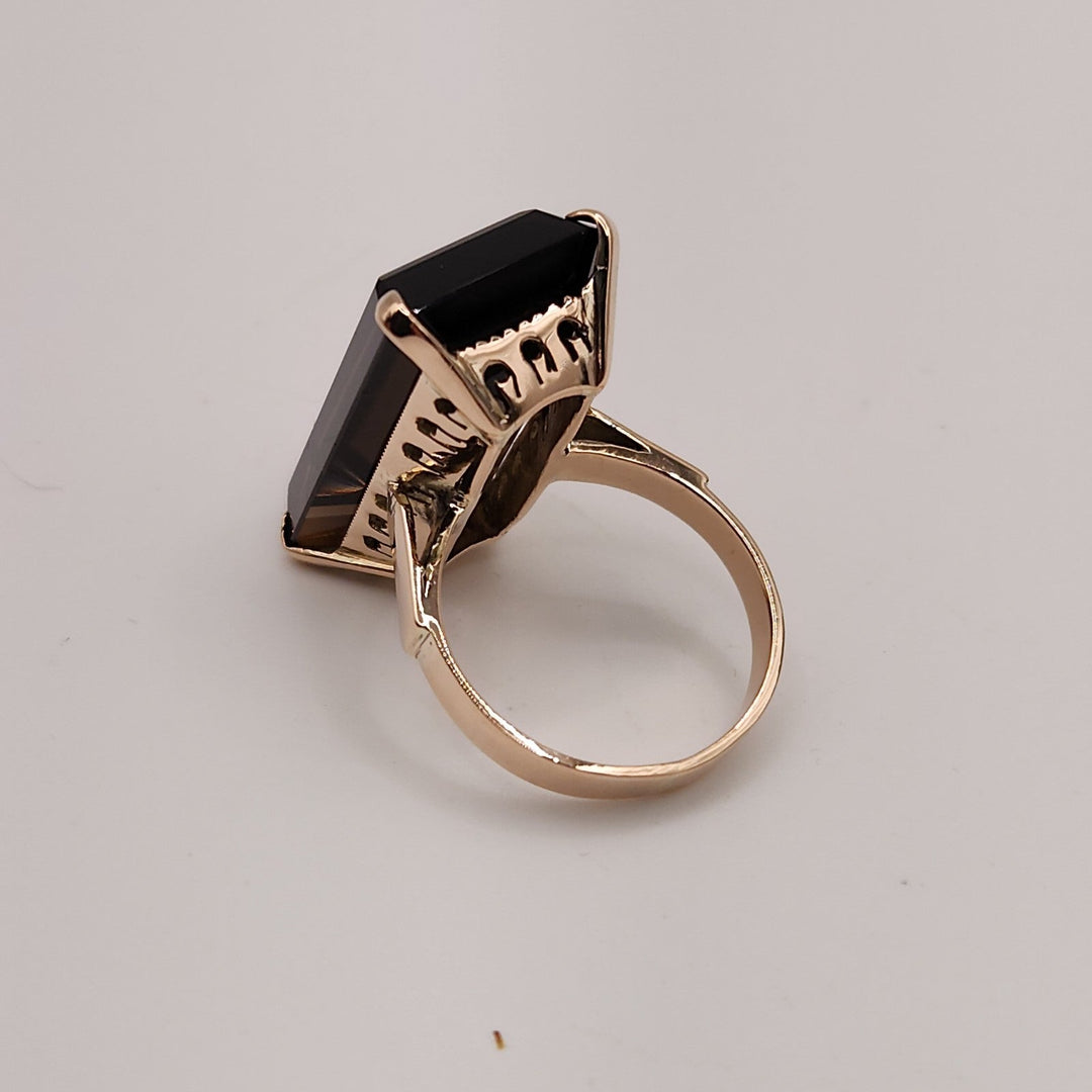 14k Yellow Gold Natural Smoky Quartz Ring Size 7