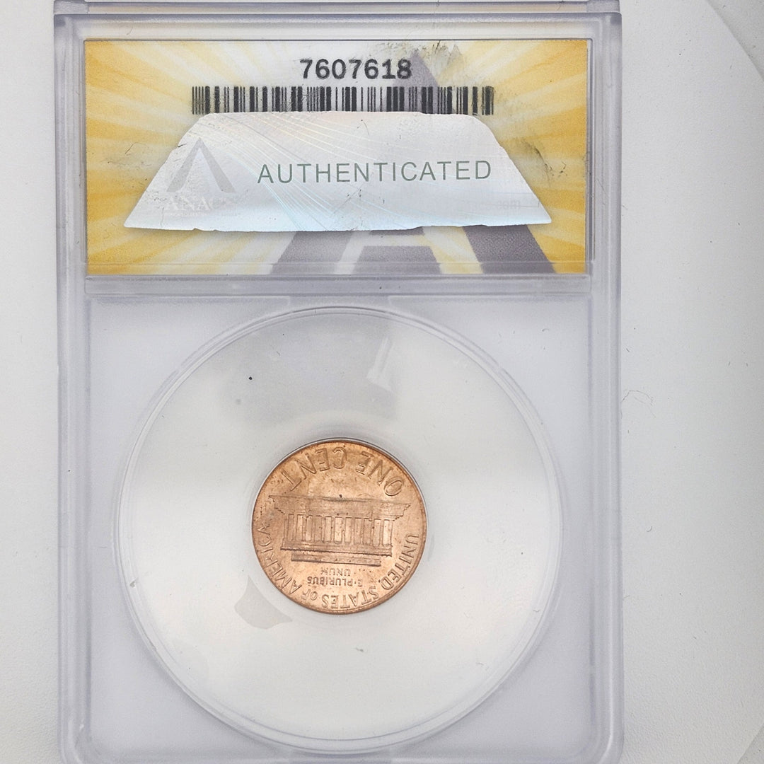 1964-D Lincoln Memorial Cent 1C ANACS MS 65 Red Gem Mint State Denver Copper Coin