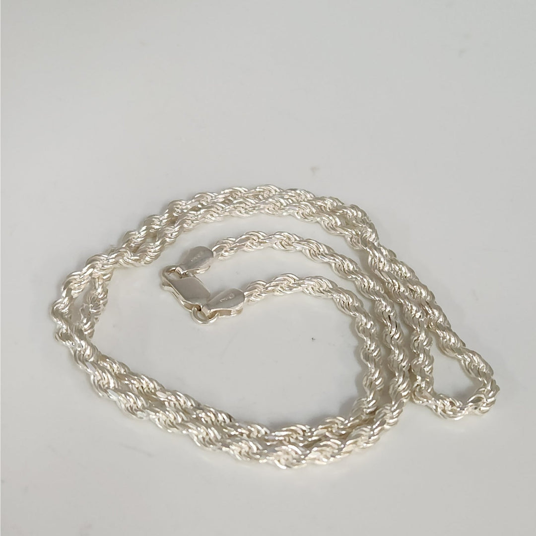 925 Sterling Silver Rope Chain Necklace 22",  3.9 mm, 27 g
