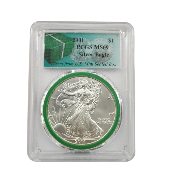 2001 US Silver Eagle PCGS MS69 Frist Strike US Mint Sealed Box 1 oz .999 Silver