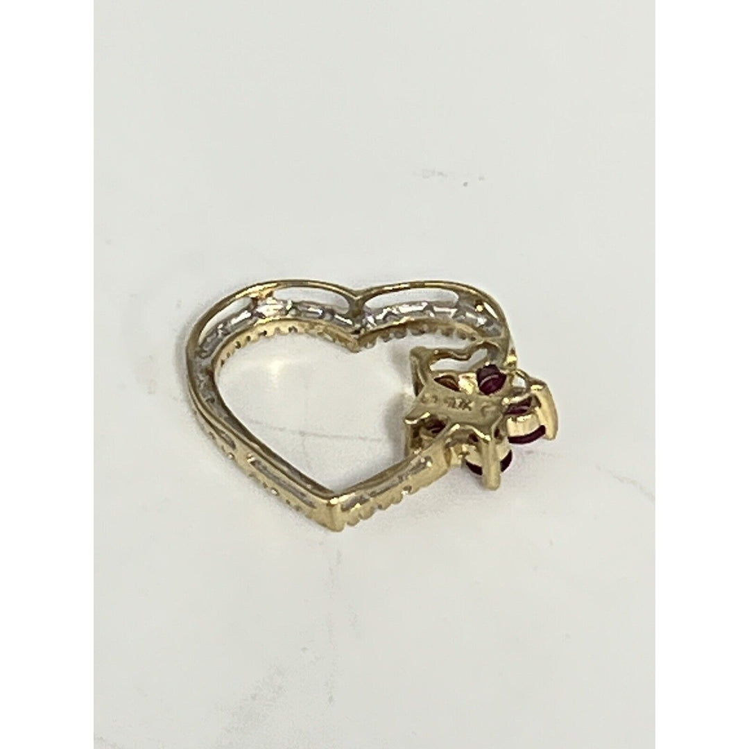 Gorgeous 10k Yellow Gold Ruby And Diamond Pendant