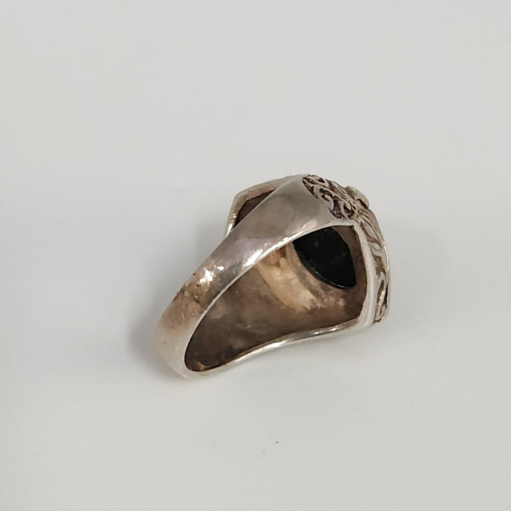 Antique 925 Sterling Silver Natural Onyx Ring Size 6.75