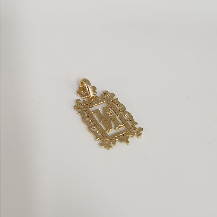 Vintage 14k Yellow Gold Ornate Initial Monogram Pendant