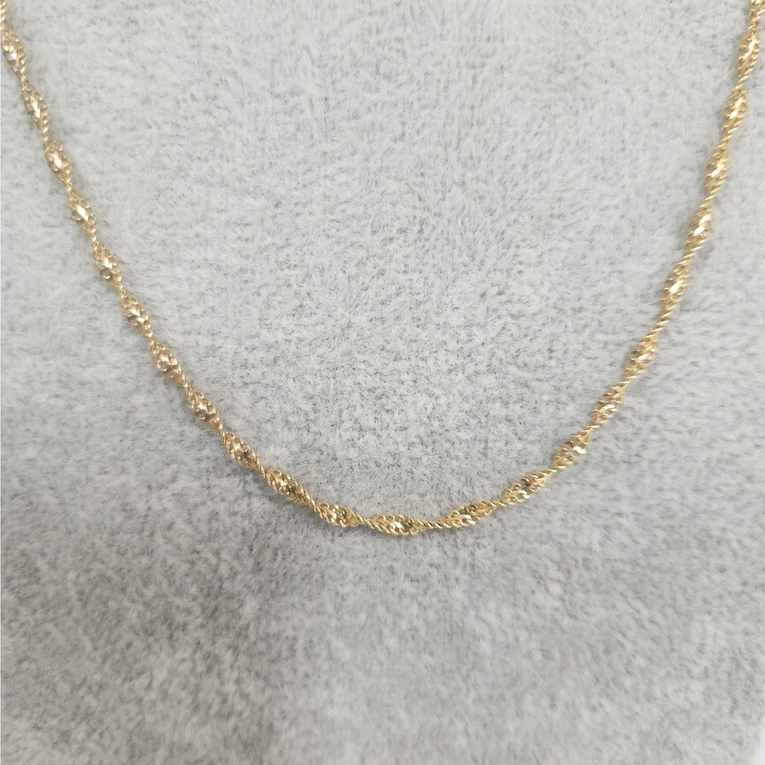14k Yellow Gold Diamond-Cut Rope Chain Necklace Twisted Textured Design 18"