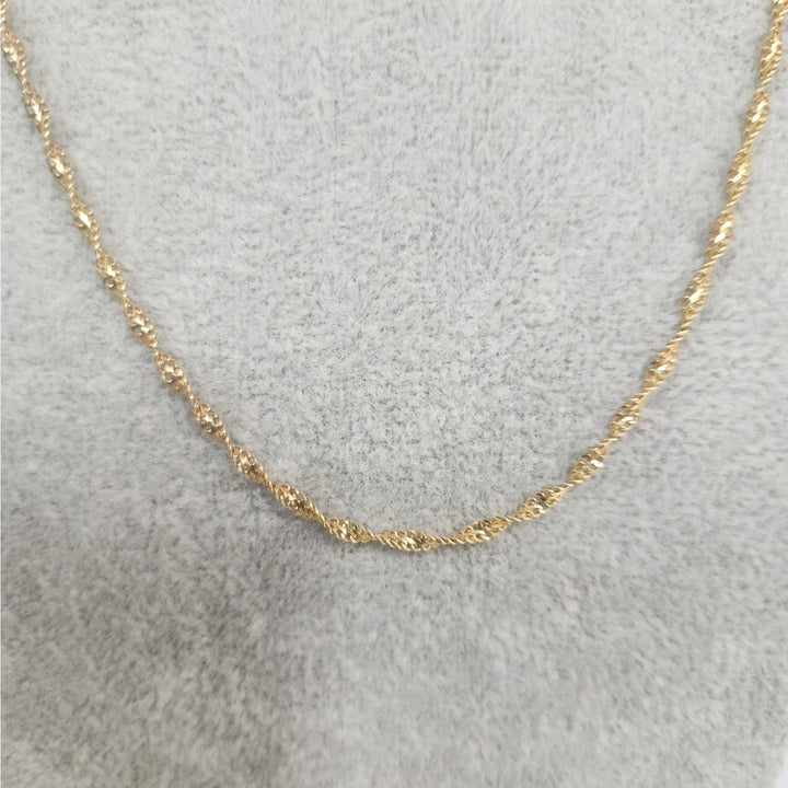 14k Yellow Gold Diamond-Cut Rope Chain Necklace Twisted Textured Design 18"