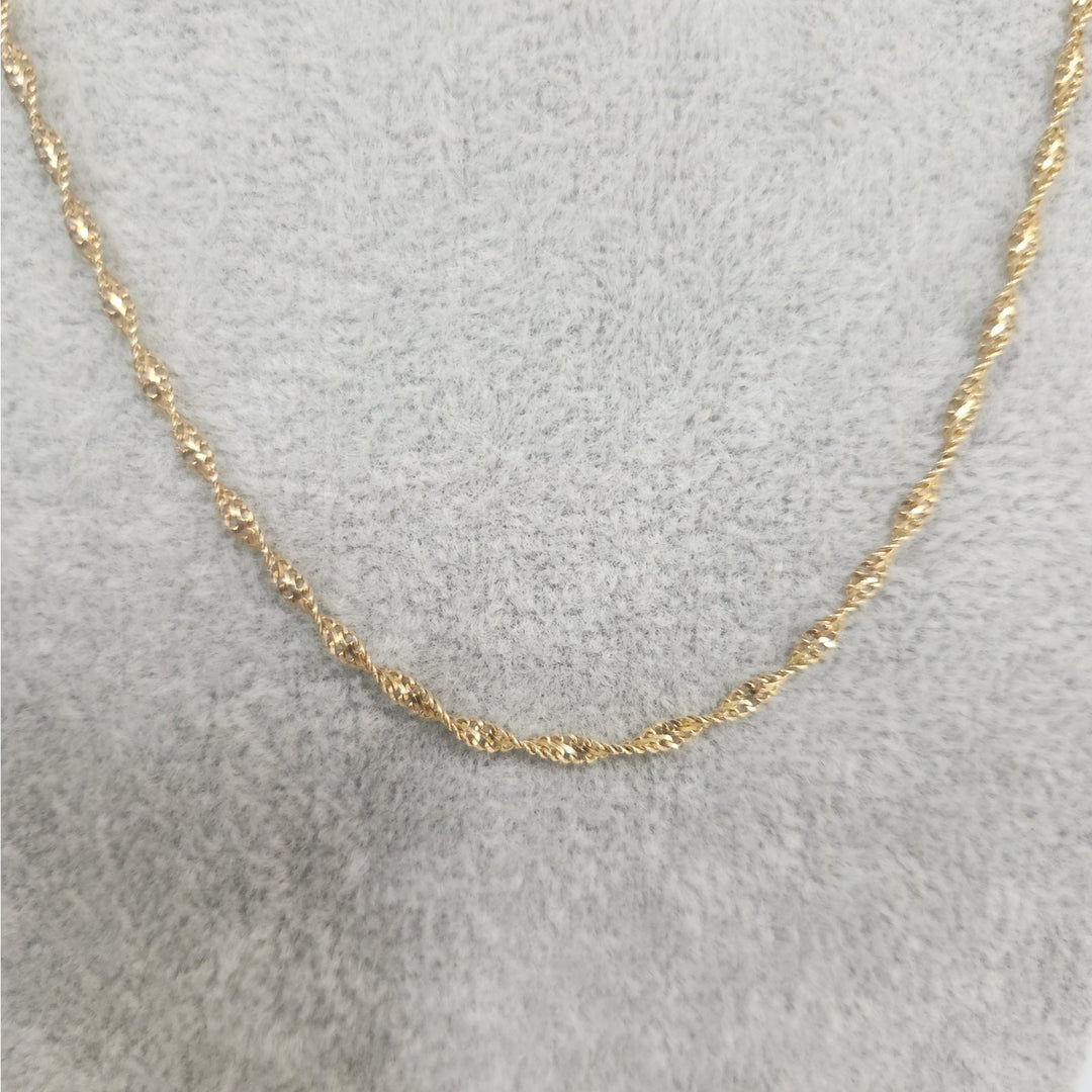14k Yellow Gold Diamond-Cut Rope Chain Necklace Twisted Textured Design 18"