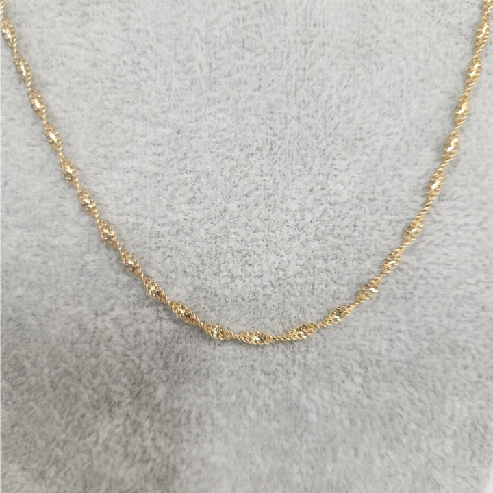 14k Yellow Gold Diamond-Cut Rope Chain Necklace Twisted Textured Design 18"