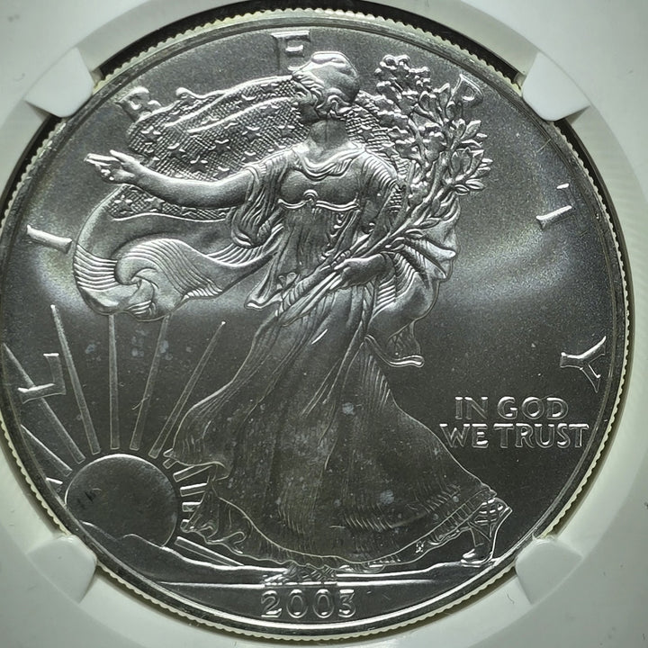 2003 American Silver Eagle, 1 Oz Fine .999 Silver USA Uncirculated $1 NGC MS69