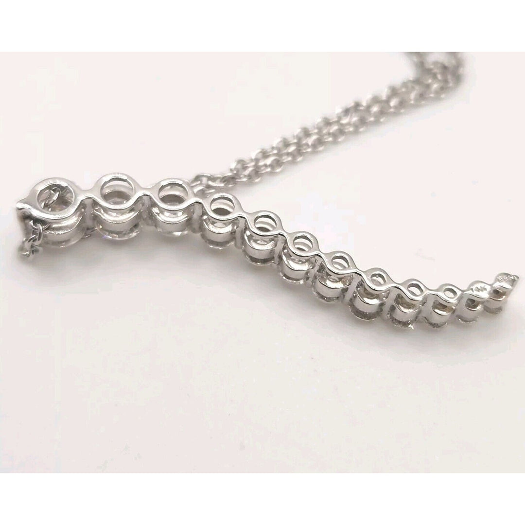 14k White Gold Diamond Tears Shape Pendant 12 round Diamonds 1 1/2 CT Necklace