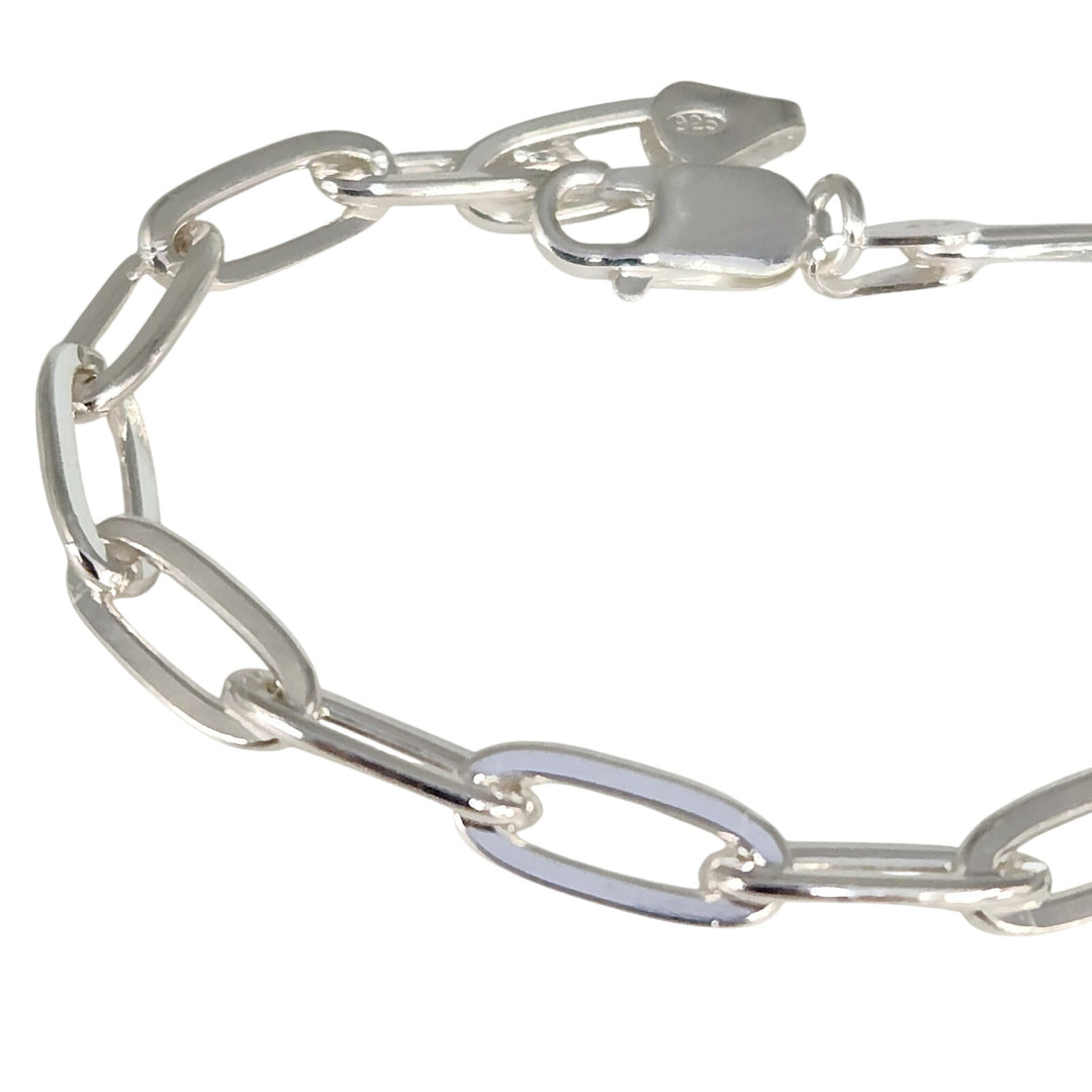 925 Sterling Silver Paperclip Link Bracelet 7"