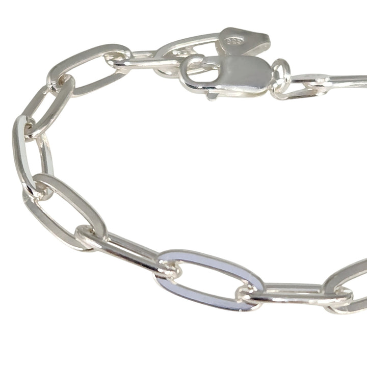 925 Sterling Silver Paperclip Link Bracelet 7"