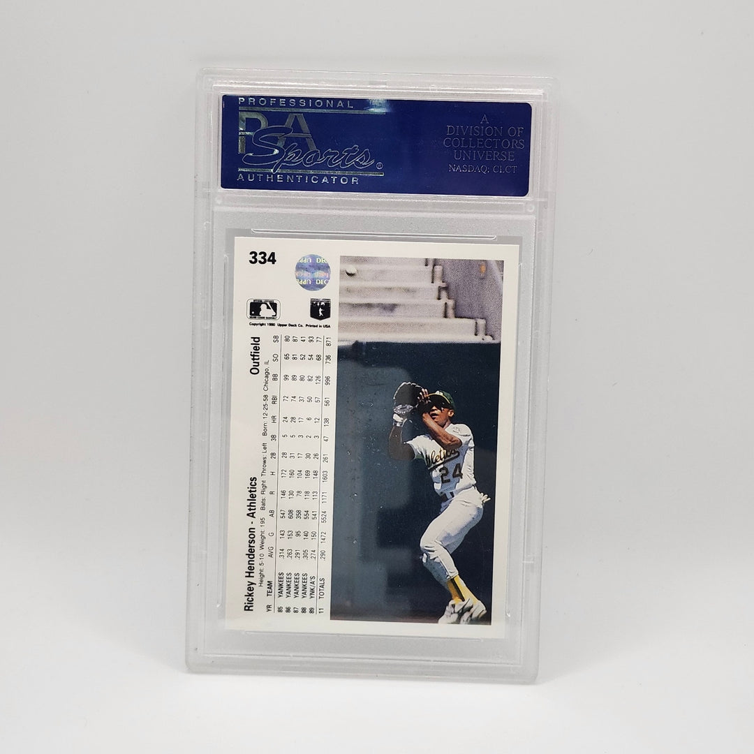 1990 Upper Deck Rickey Henderson #334 Oakland Athletics PSA 10 GEM MINT Baseball