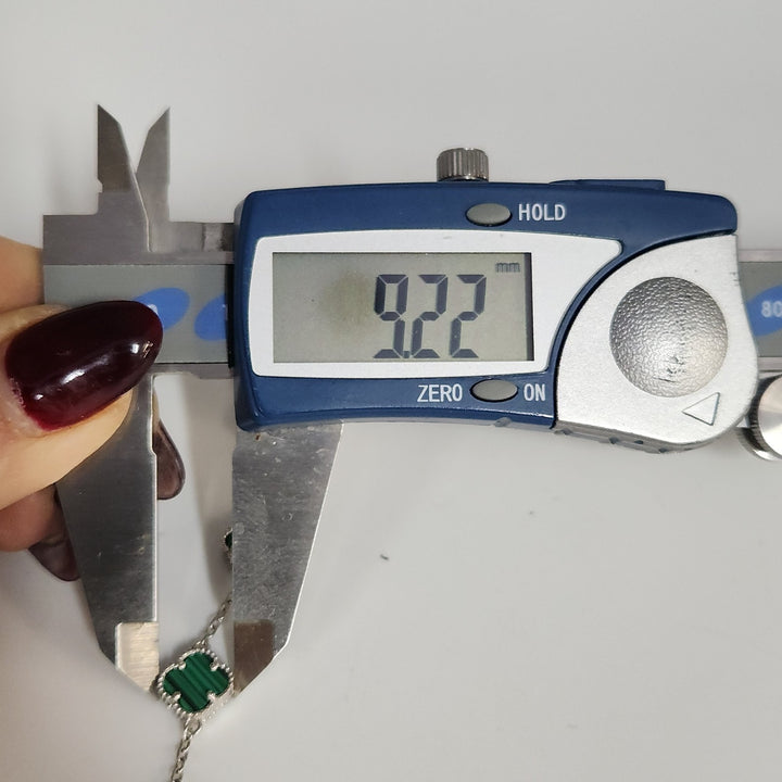 Fashion 925 Silver Malachite Clover Bracelets 8"