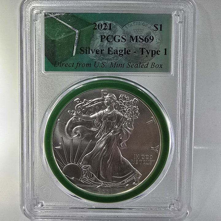 2021 US Silver Eagle PCGS MS69 Type 1 US Mint Sealed Box 1oz Fine .999 Silver