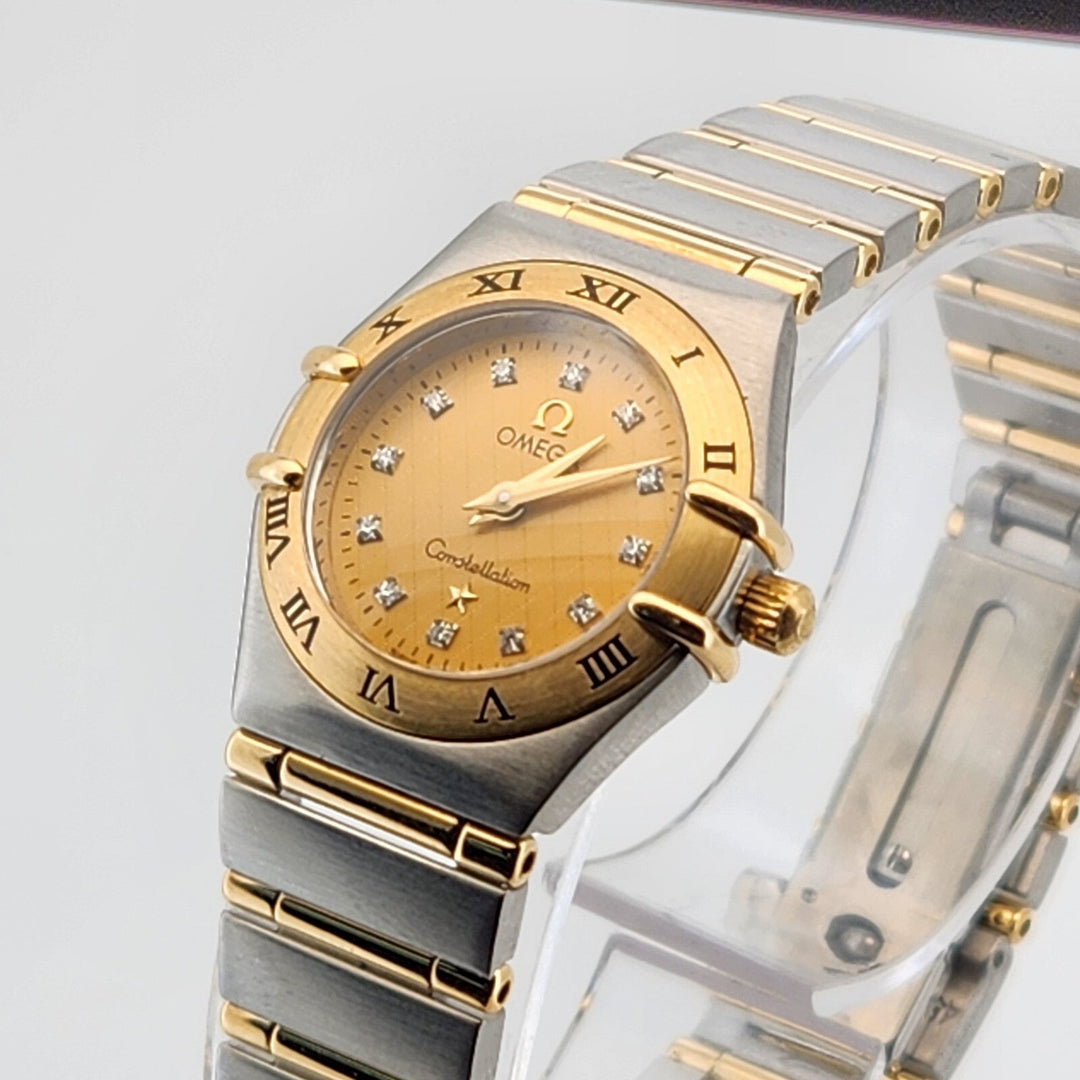 Omega Constellation 18k Gold & Stainless Steel Diamond Dial Women's Watch 22mm