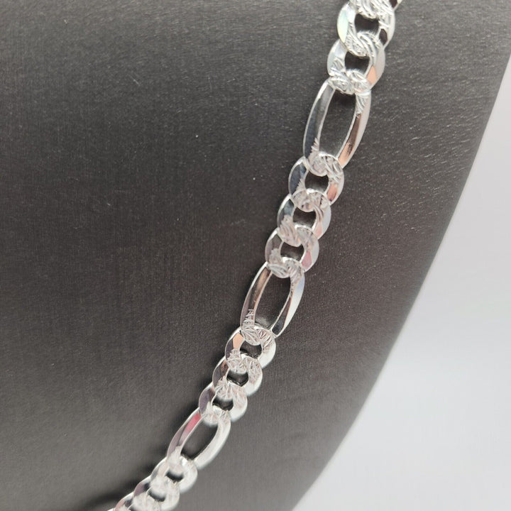 925 sterling silver figaro chain necklace 24" B