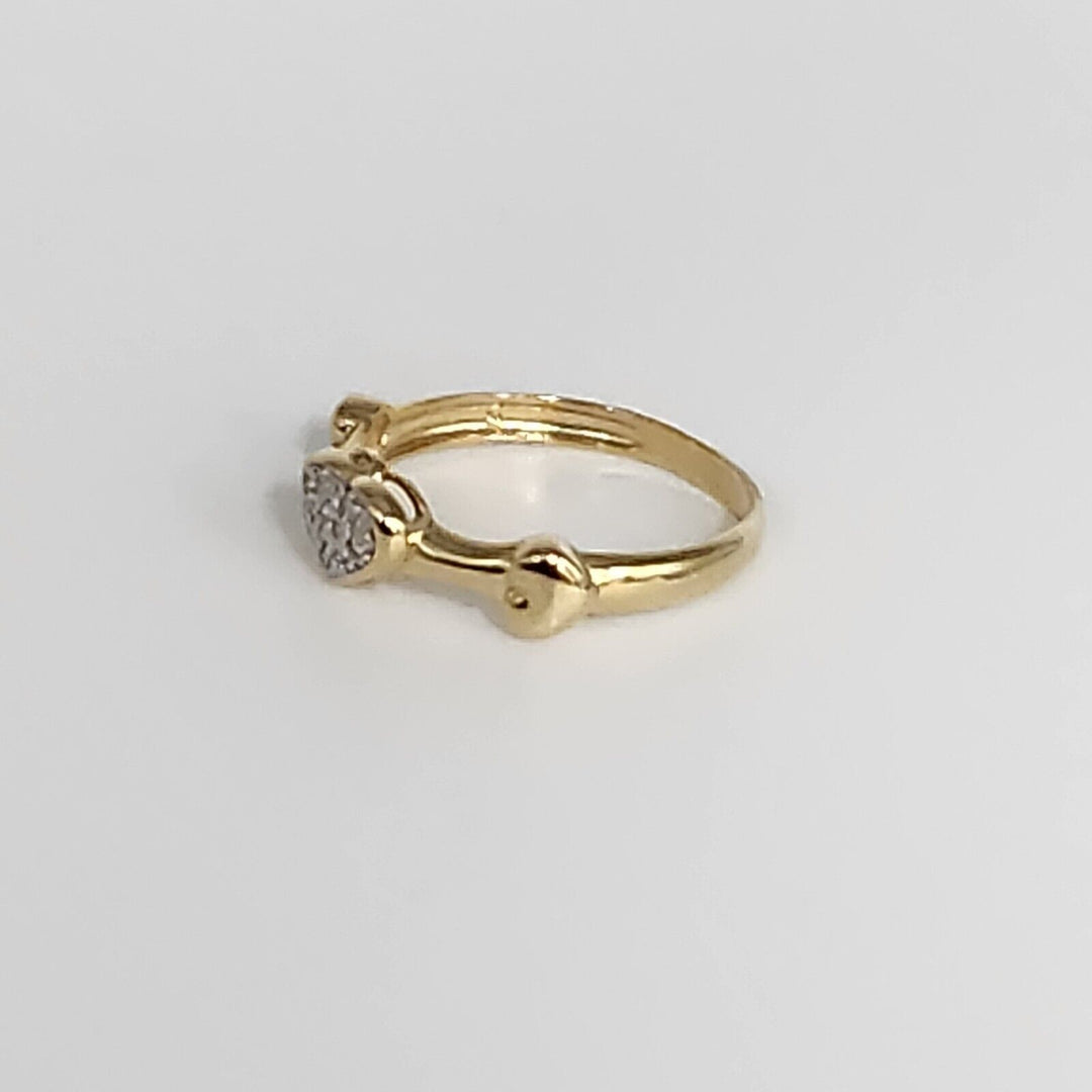 18k Yellow Gold Diamond Heart Ring Size 6.75