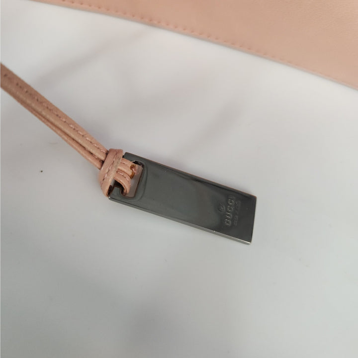 Vintage Gucci Blush Pink Leather Shoulder Bag With Drawstring Detail