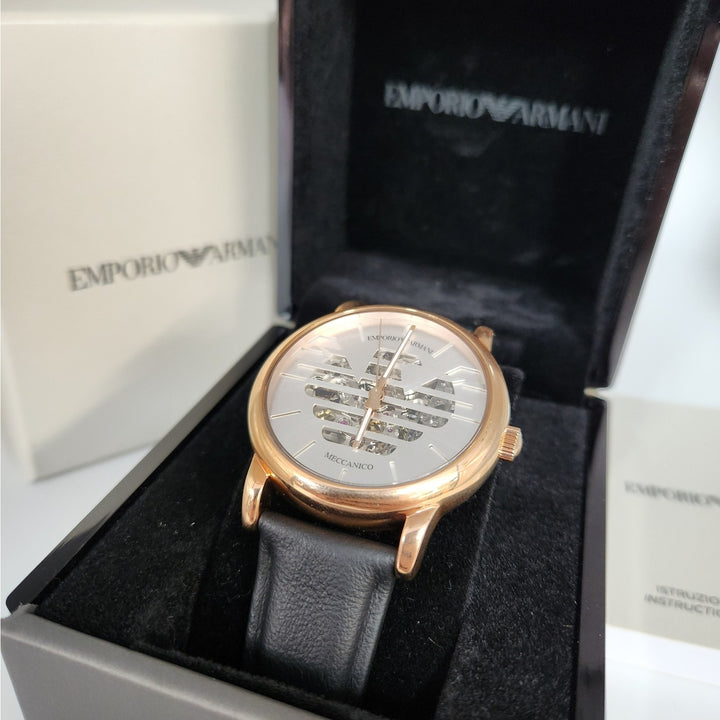 Emporio Armani Meccanico Automatic Skeleton Rose Gold Watch AR60031