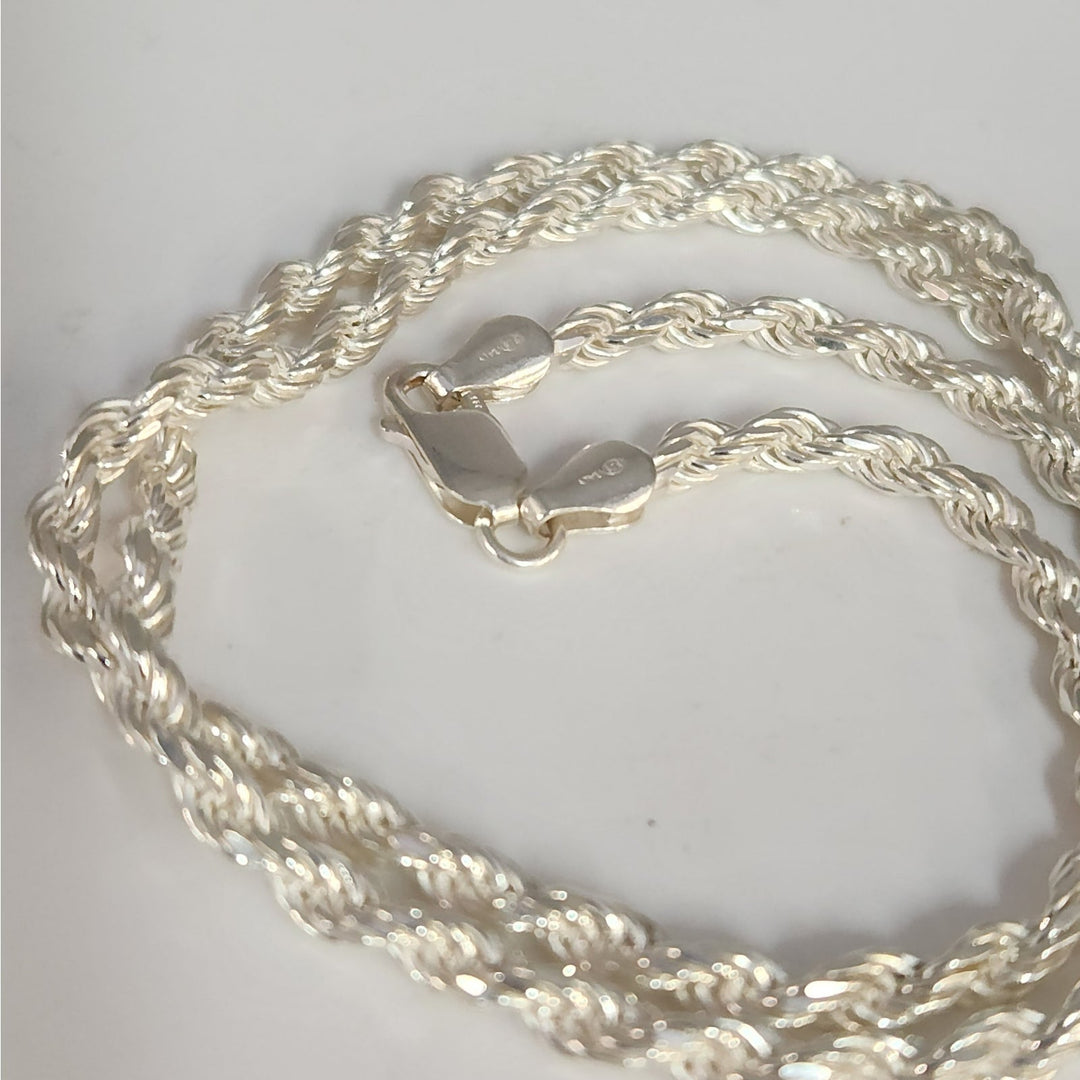 925 Sterling Silver Rope Chain Necklace 22",  3.9 mm, 27 g