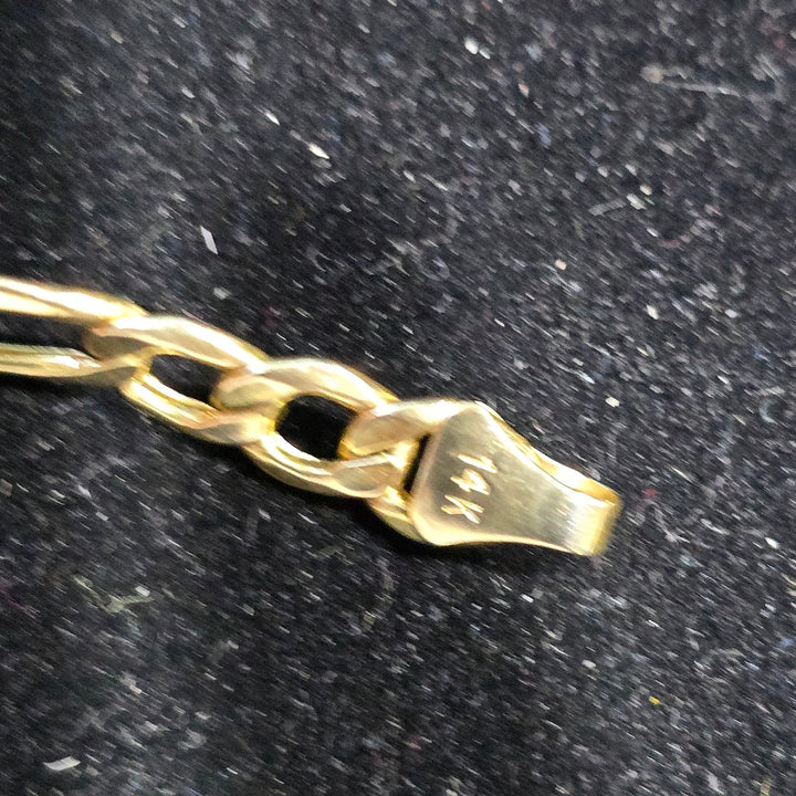 14K Yellow Gold Figaro Chain Necklace 26 Inch 16.2 Grams Lobster Clasp Italy