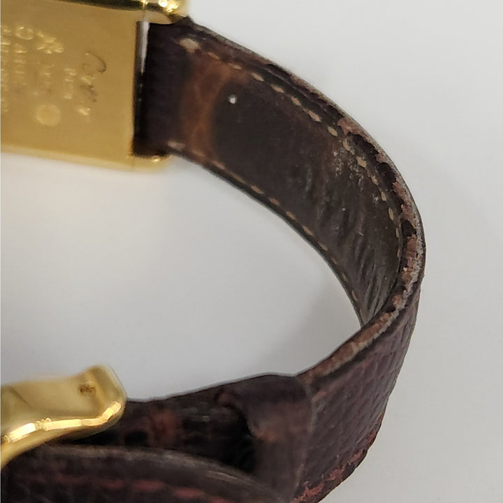 Vintage Cartier Paris Tank Vermeil Quartz Watch  Burgundy Dial Swiss Made