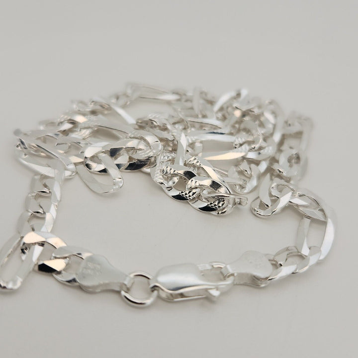 925 sterling silver Figaro's chain necklace 21.5" B