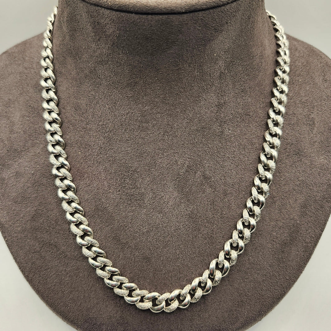 Sterling Silver .925 Diamond-Accented Cuban Link Chain Necklace (20.5" / 37.0g)