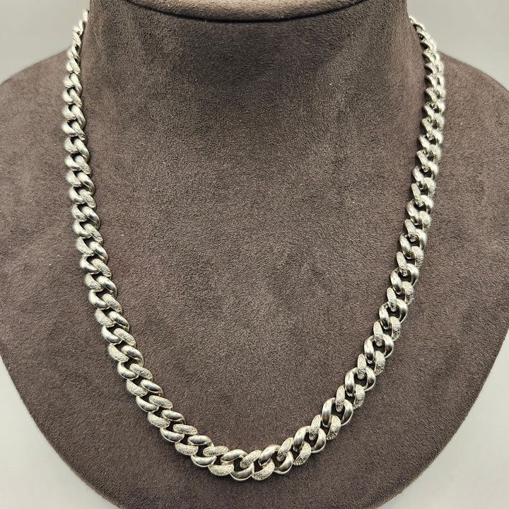 Sterling Silver .925 Diamond-Accented Cuban Link Chain Necklace (20.5" / 37.0g)
