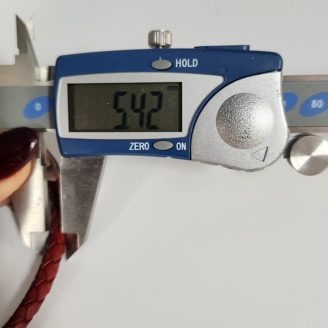 Judith Ripka Braided Red Leather Choker With Sterling Magnet Clasp 15.5"