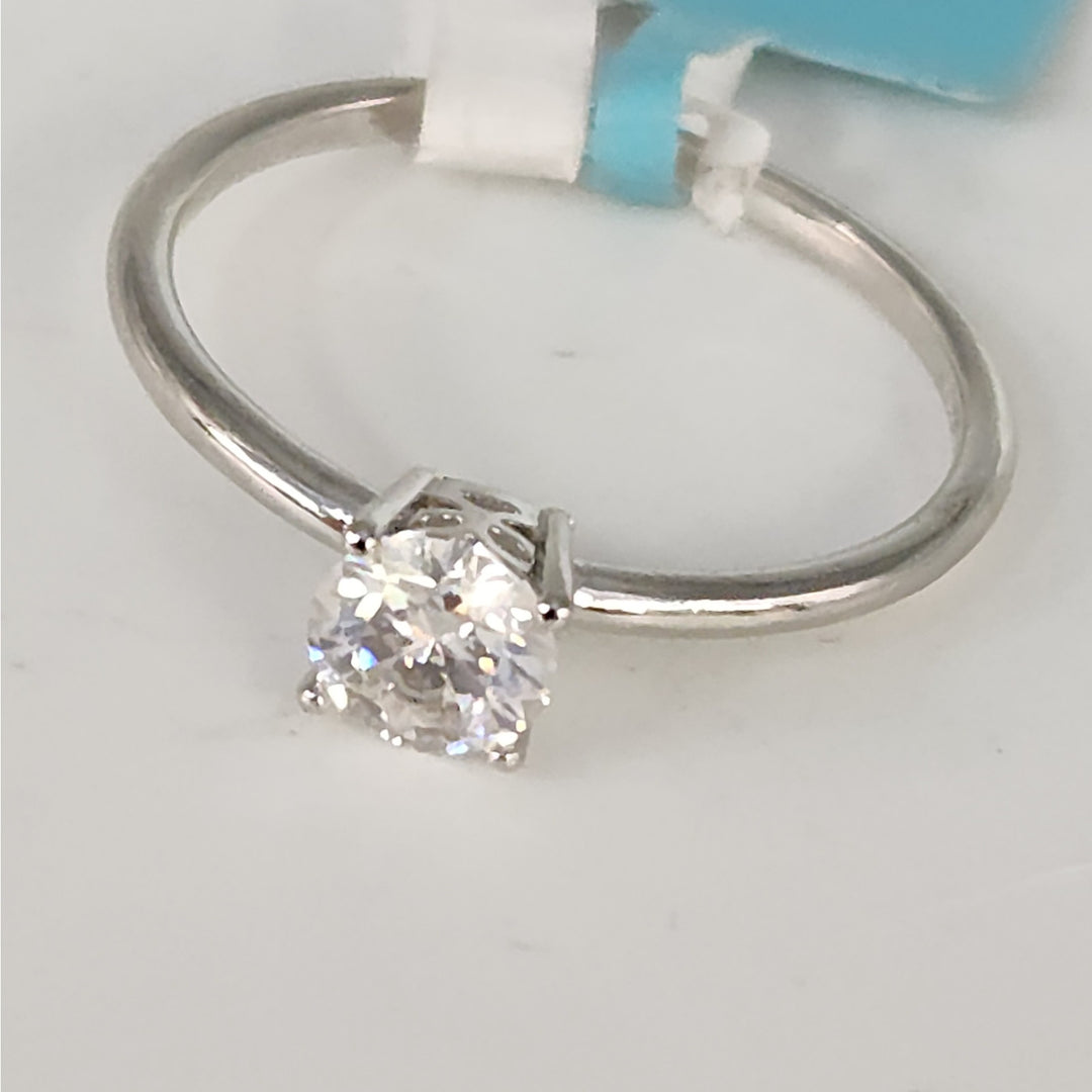 0.6 CTW Moissanite Solitaire Sterling Silver Ring size 9