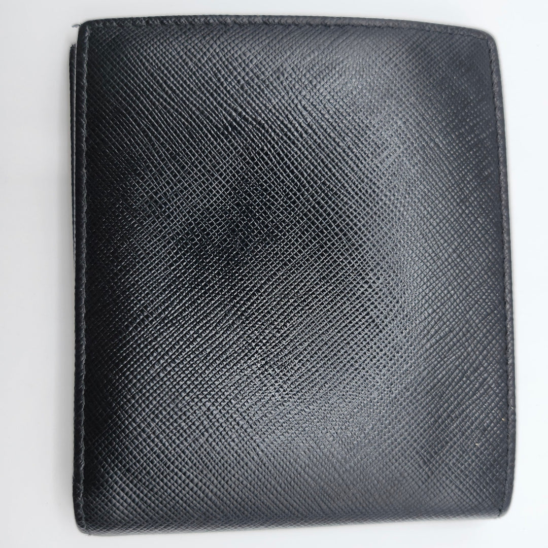 Prada Black Saffiano Leather Men's Bi-Fold Wallet w/ Box & Card