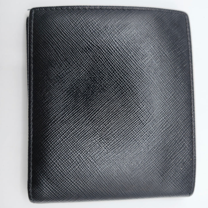 Prada Black Saffiano Leather Men's Bi-Fold Wallet w/ Box & Card