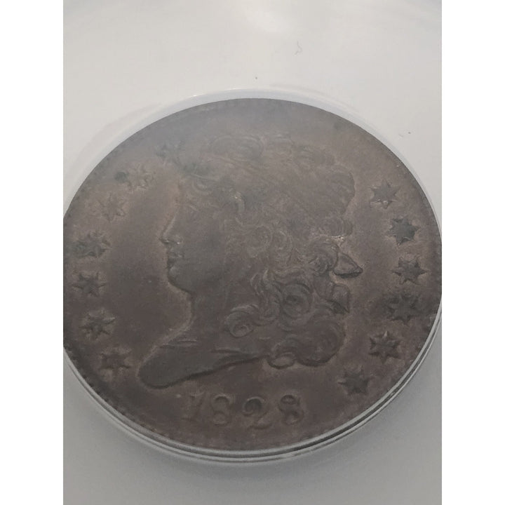 1828 ANACS AU 50 Classic Head 13 Stars Copper Half Cent 1/2C C-3 Scratched