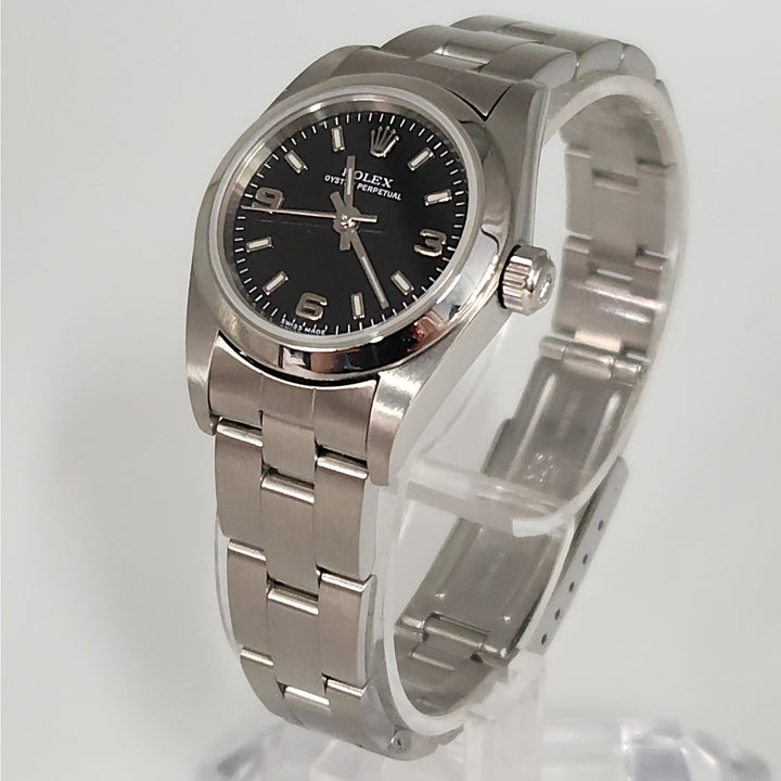 Rolex Oyster  Perpetual 26mm Ref.76080 SS Black Dial Classic Ladies Watch