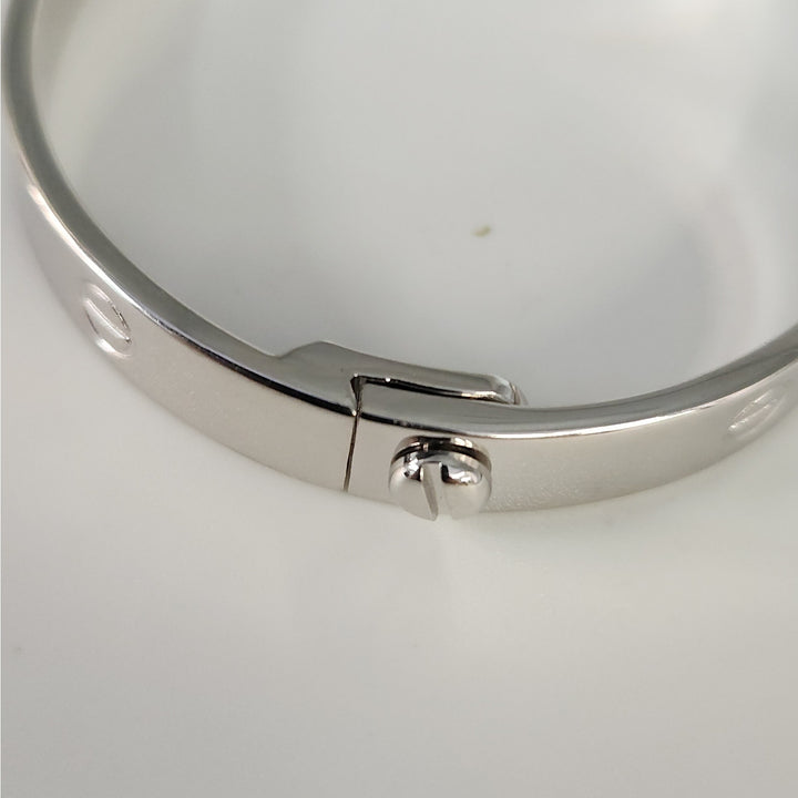 925 Sterling Silver Love Screw Bangle Bracelet Size 6.5 "