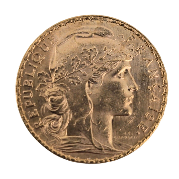 1912 France 20 Francs Gold Rooster Coin Marianne Liberty 90% Gold