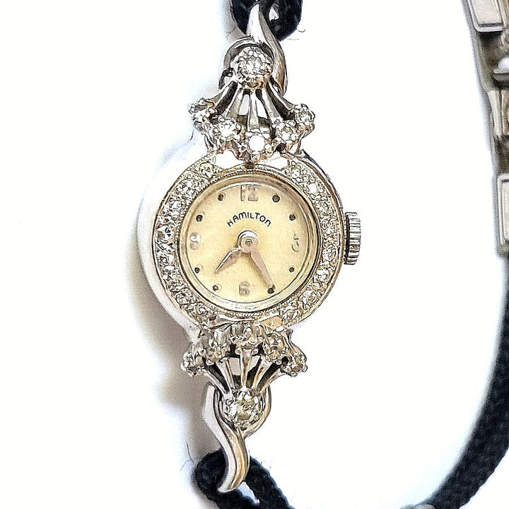 Vintage Hamilton Watch with Diamonds 14k gold