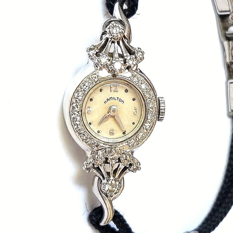 Vintage Hamilton Watch with Diamonds 14k gold