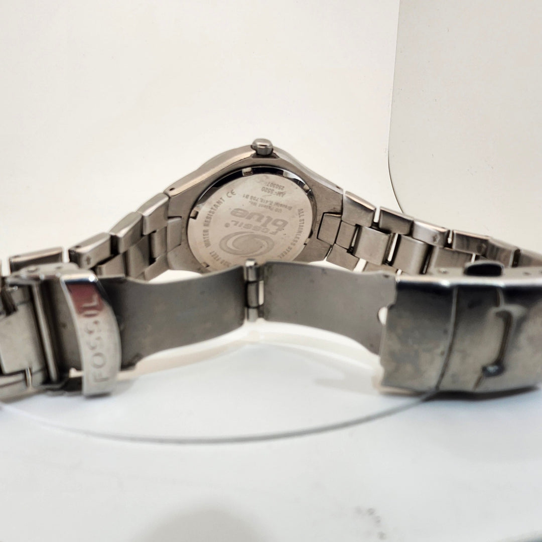 Fossil Blue AM-3520 Men's Stainless Steel 100M Quartz Watch Blue Dial