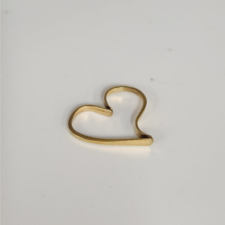 10K Yellow Gold Open Heart Pendant Minimalist Love Charm