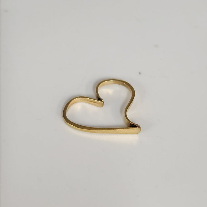 10K Yellow Gold Open Heart Pendant Minimalist Love Charm