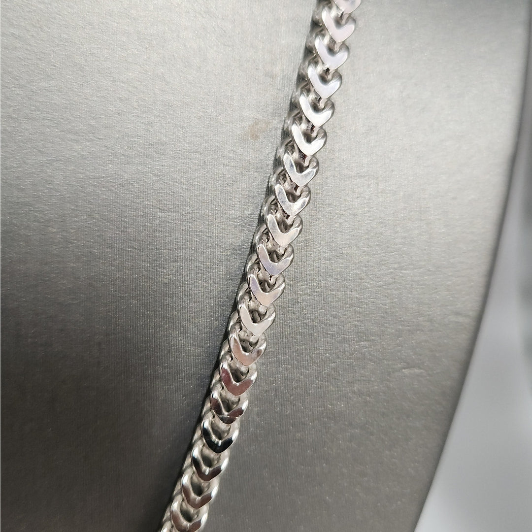 22" Solid 925 Sterling Silver Wheat Chain Necklace (Spiga) Bold Braided Design