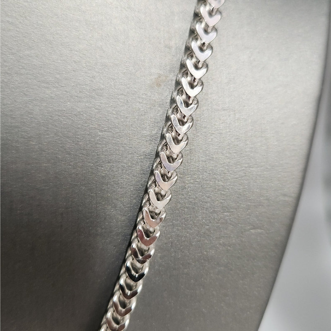 22" Solid 925 Sterling Silver Wheat Chain Necklace (Spiga) Bold Braided Design